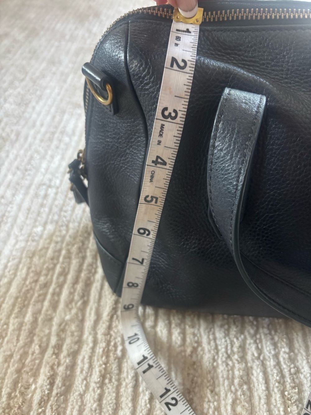 Fossil Blue  Pebbled Leather Shoulder Bag with Gold Logo - Picture 10 of 15